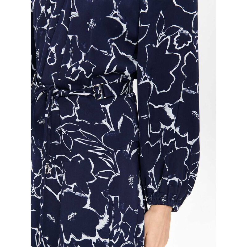 Veronika Maine Navy Blooms Gathered Neck Dress image number 2